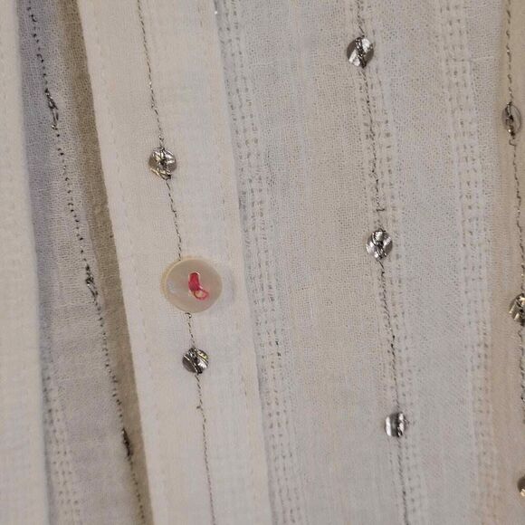 Anthropologie Feather & Bone Womens Button Up Top Size XS Striped Long Sleeve - Picture 4 of 7